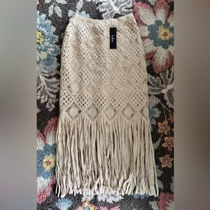 NWT Lulus Crochet Fringe Midi Skirt
